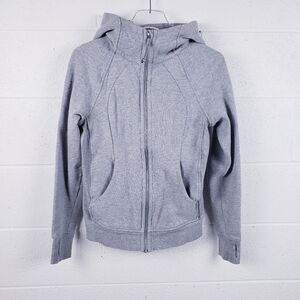 Lululemon Scuba Hoodie Light Cotton Fleece Heathered Core Light Grey‎ Size 6
